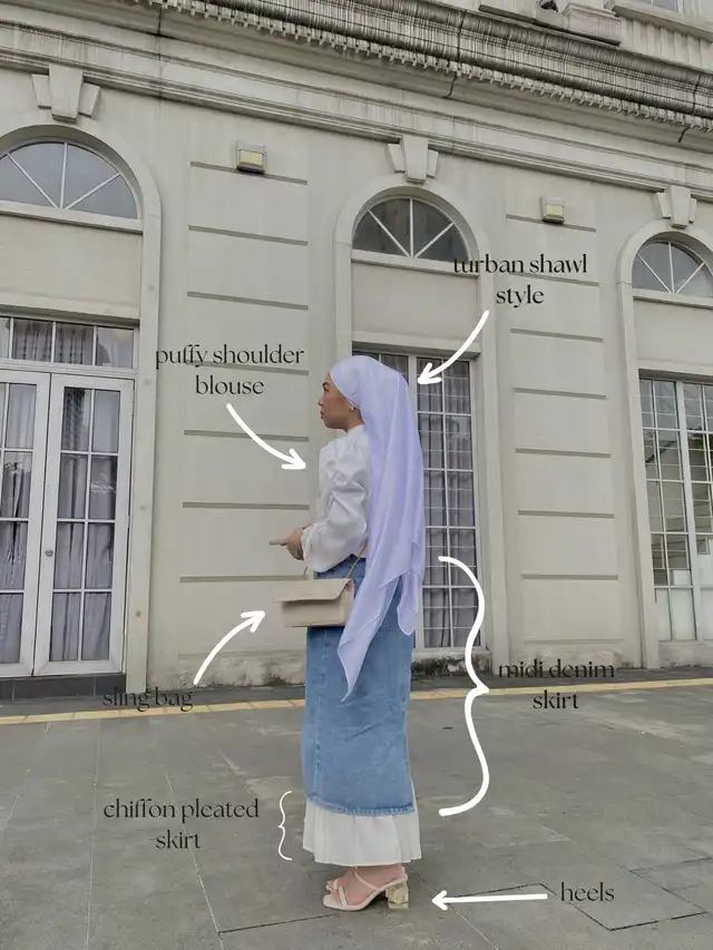 trick to style a midi denim skirt fr hijabis!